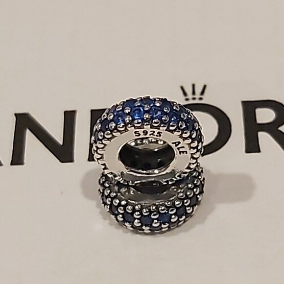 Pair of Pandora *Retired* SS Inspiration Within Spacer w/Blue Crystal 791359NCB - Picture 1 of 10